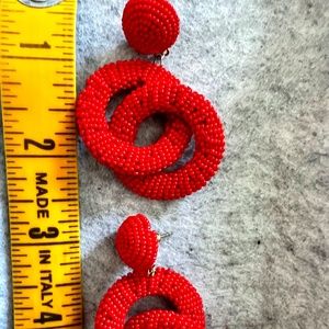 Topshop Red Beaded Hoop Earrings